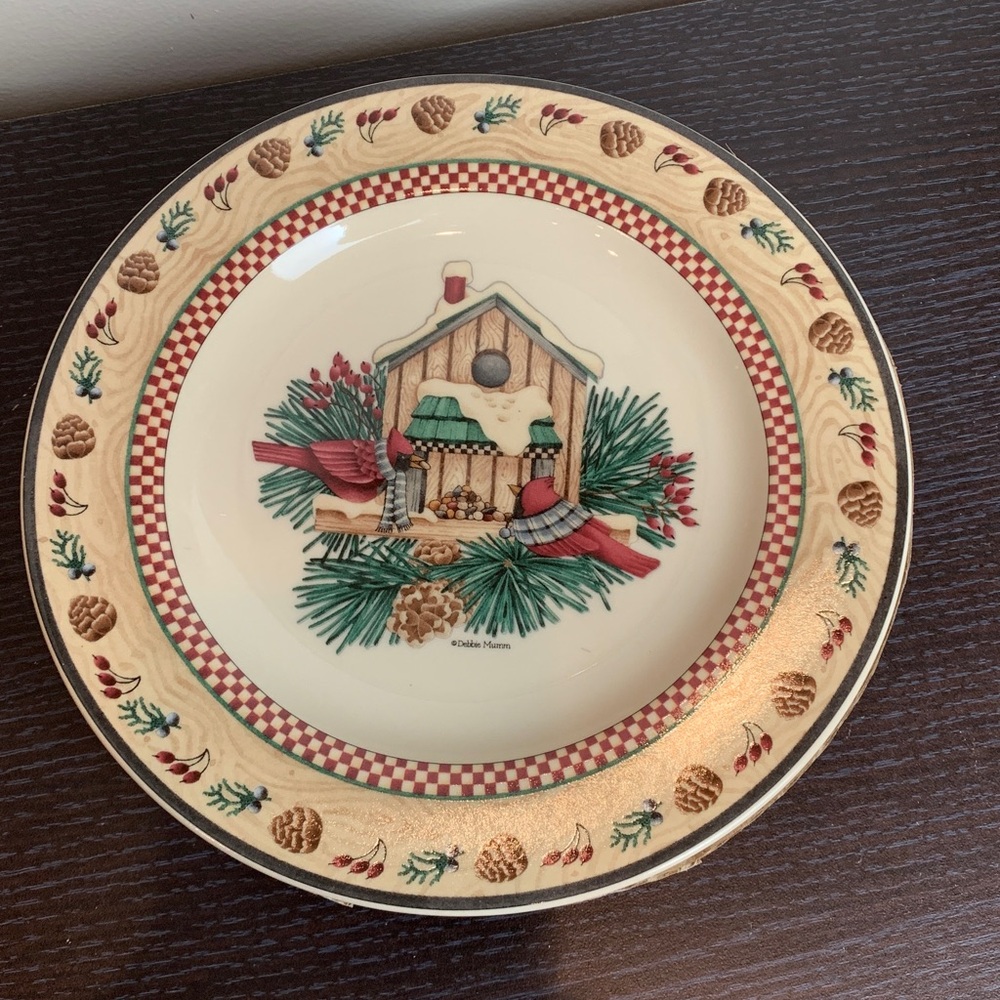Debbie Mumm Sakura Winter Birds Salad Dessert Plates Set of 4 NIB Vintage 2000 - Picture 5 of 8